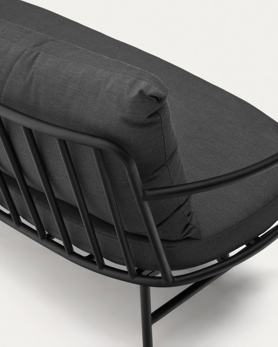 Bramant steel 2 seater sofa with black finish, 175.5 cm