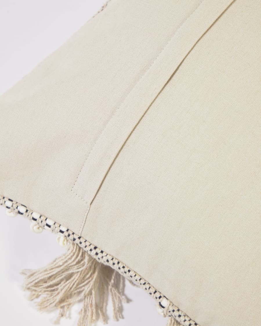 Malvina 100% cotton cushion cover with beige fringe 45 x 45 cm