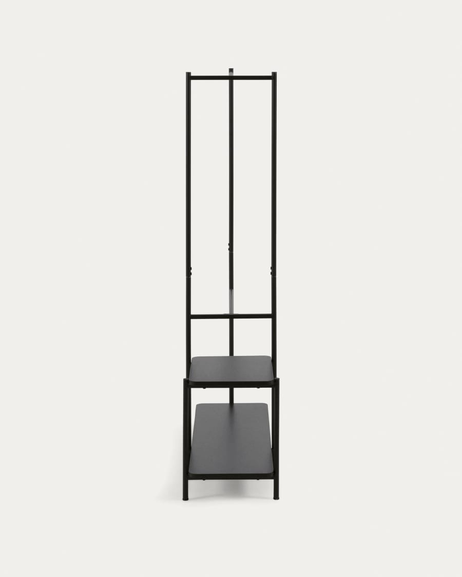 Galatia melamine and metal clothes rail with bench in black finish 100 x 150 cm