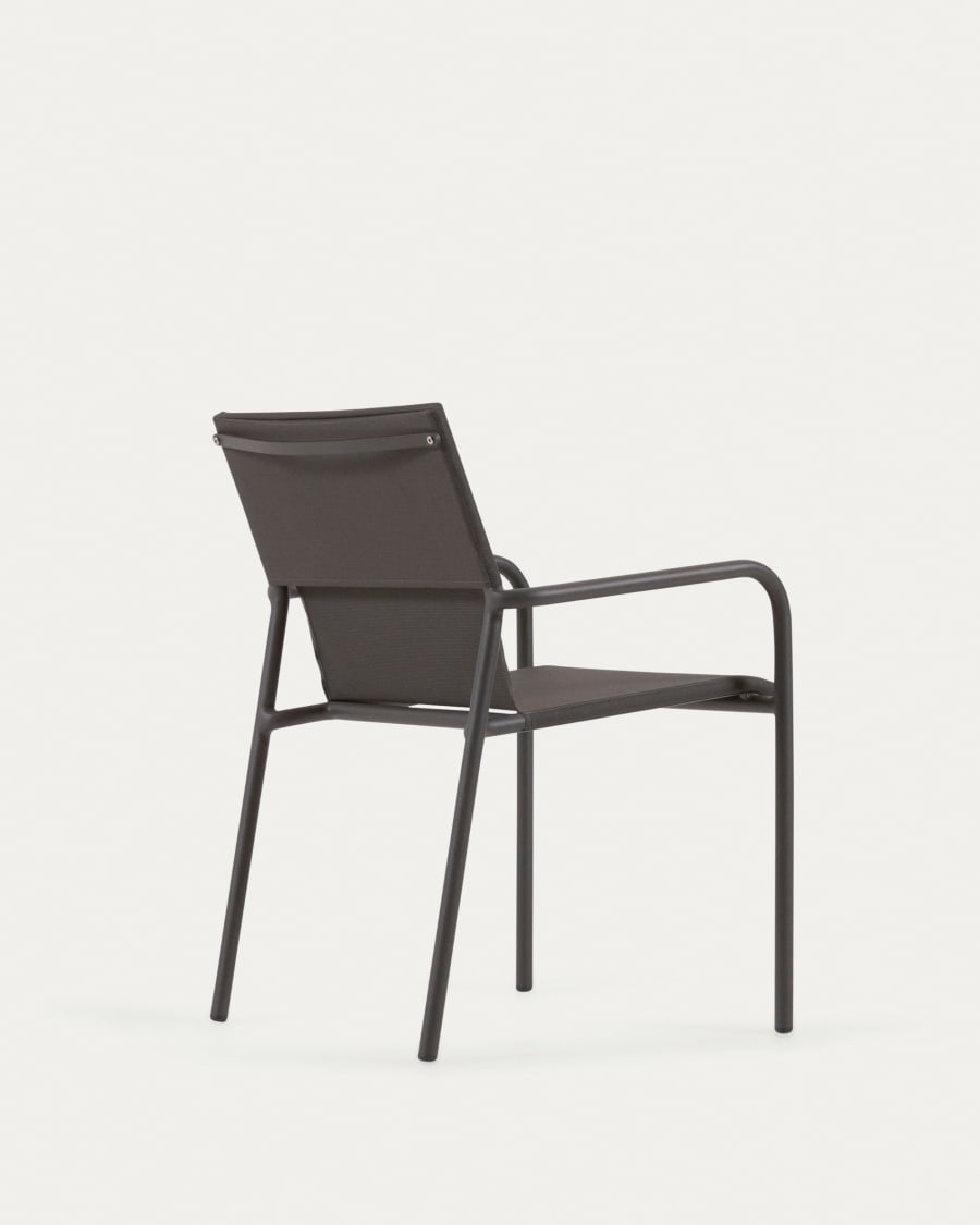 Zaltana stackable outdoor chair in aluminium with a matt dark grey painted finish