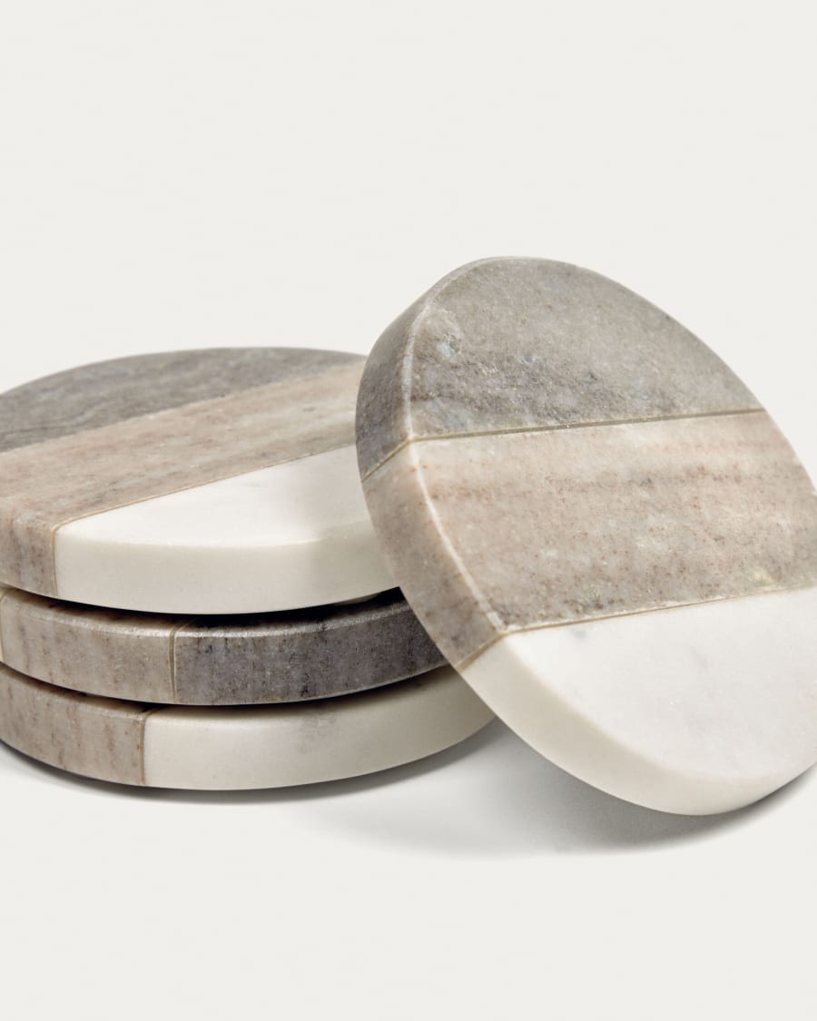 Xamila set of 4 coasters in multicoloured marble