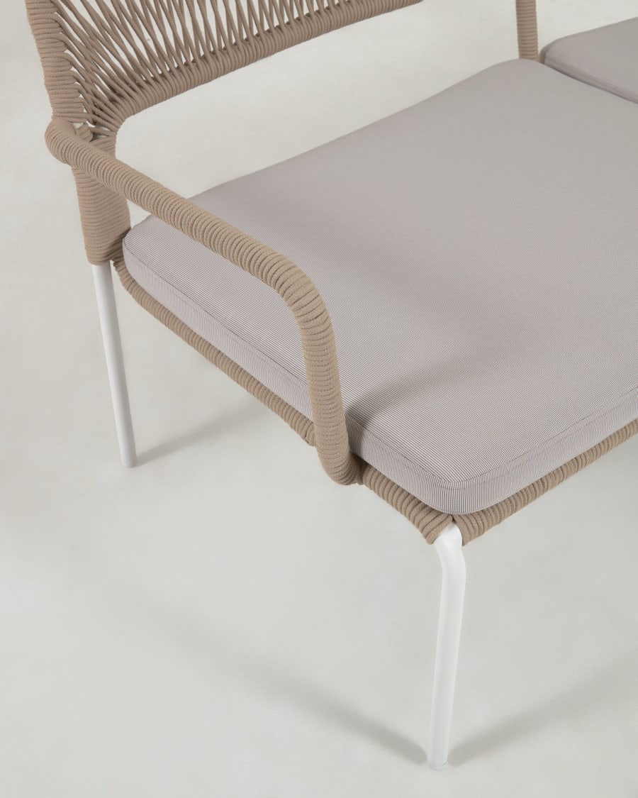 Cailin 2 seater sofa in beige cord with galvanised steel legs in white, 150 cm