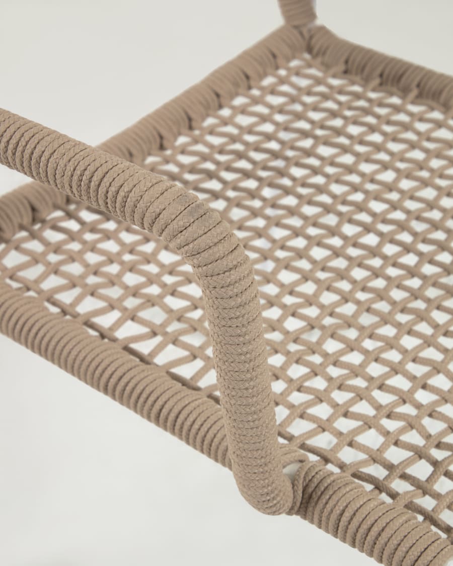 Cailin stackable chair in beige cord with galvanised steel legs painted white