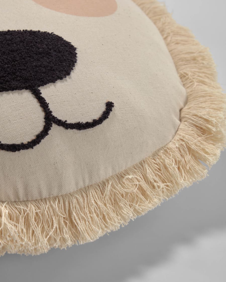 Uriana 100% cotton lion cushion cover in beige Ø 45 cm