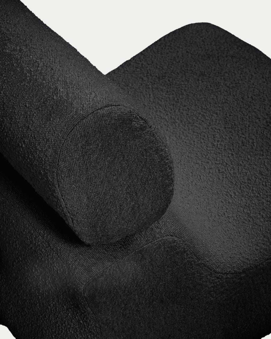 Club armchair in black bouclé
