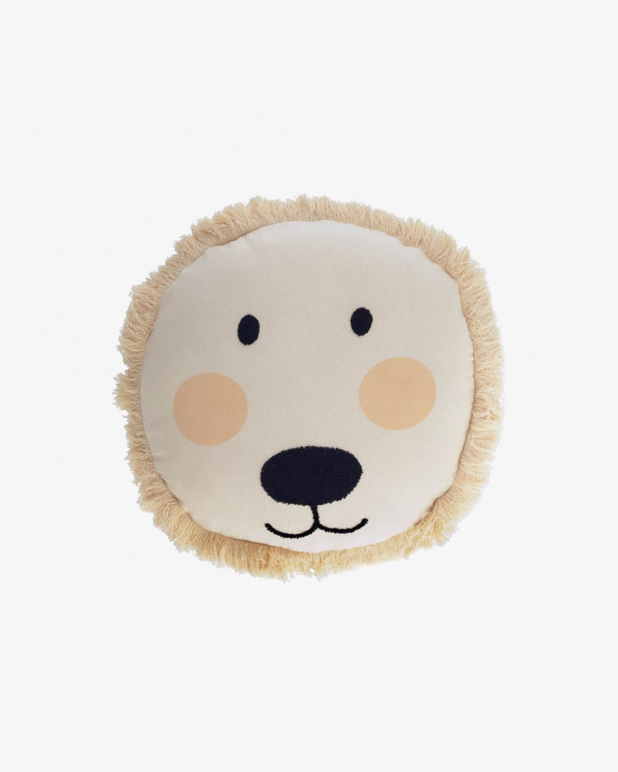 Uriana 100% cotton lion cushion cover in beige Ø 45 cm