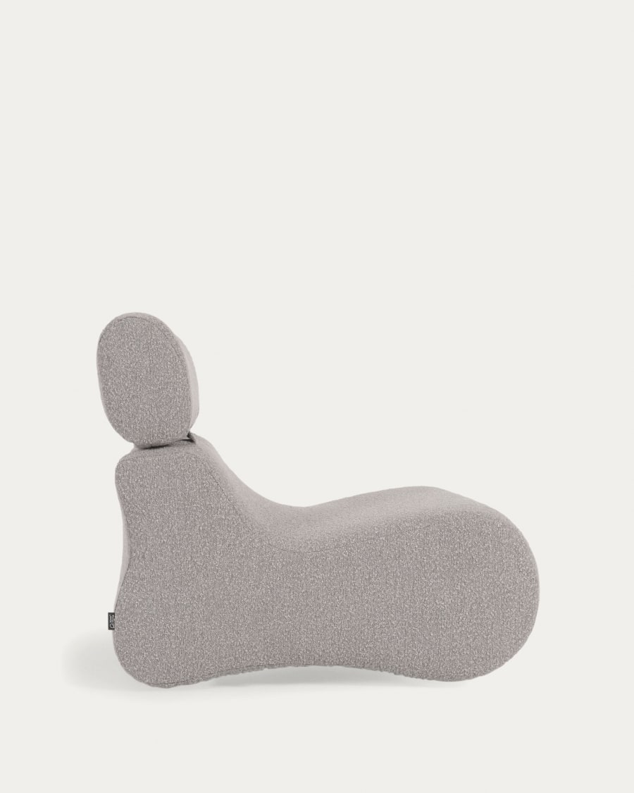 Club armchair in light grey bouclé