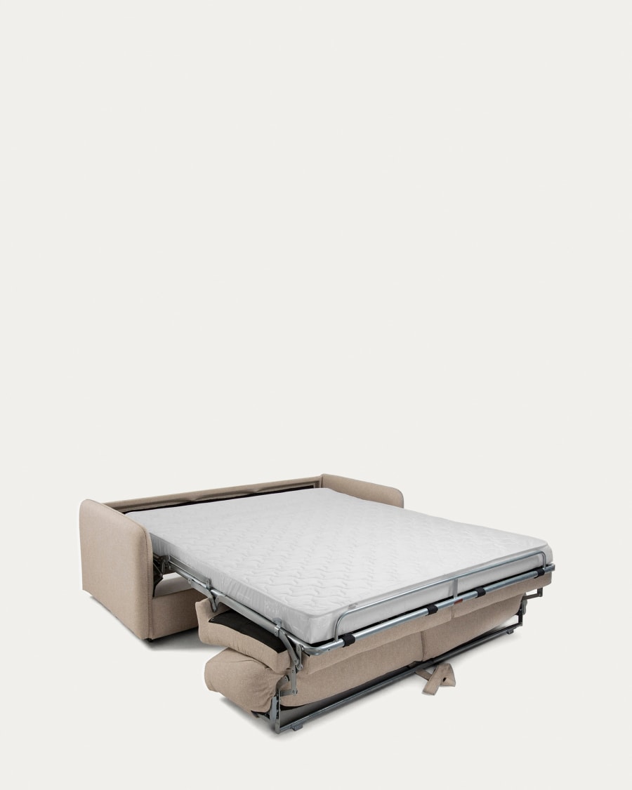 Kymoon 2 seater polyurethane sofa bed in chrono beige, 160cm