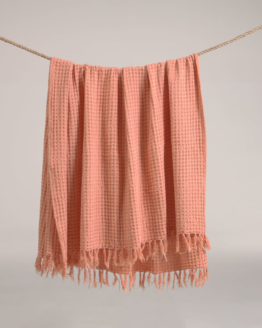 Shallow 100% cotton blanket in orange 130 x 170 cm