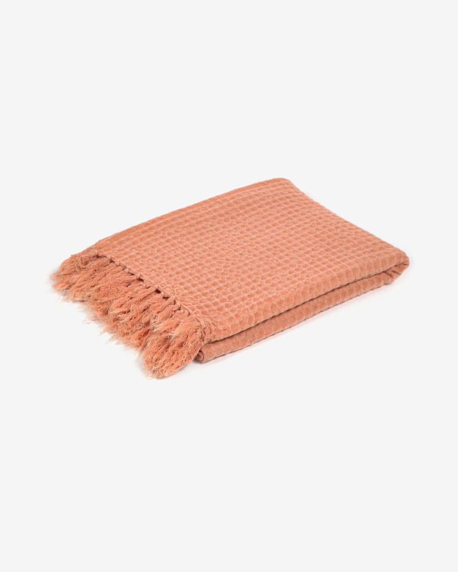 Shallow 100% cotton blanket in orange 130 x 170 cm