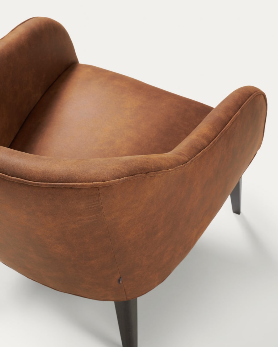Bobly armchair in light brown fabric with wenge finish legs
