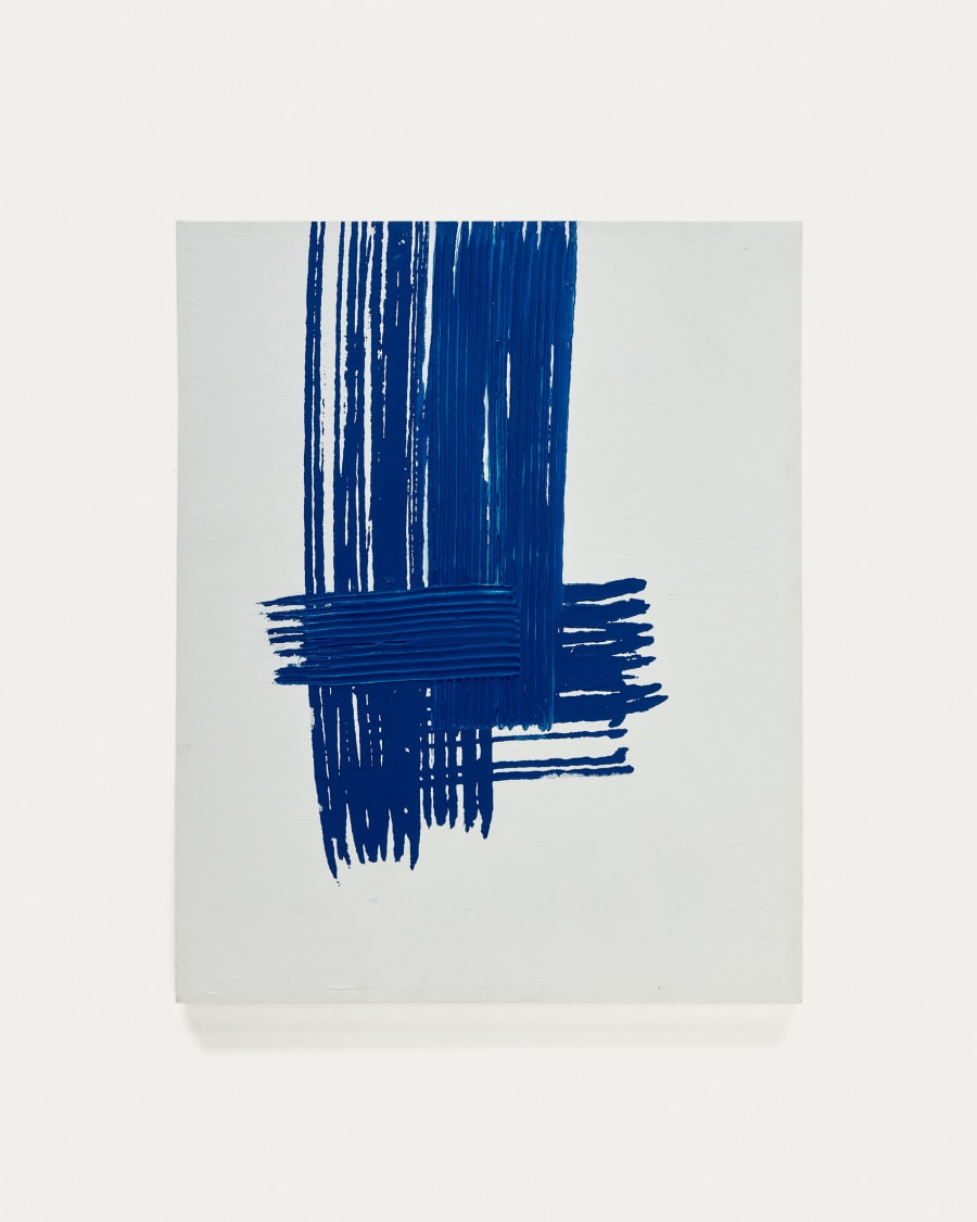 Sagaro abstract canvas in blue and white, 80 x 100 cm