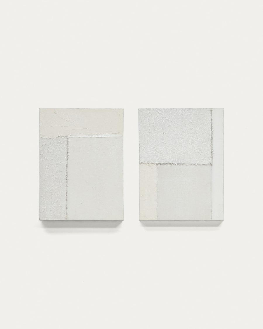 Pineda set of 2 abstract canvases in white, 30 x 40 cm