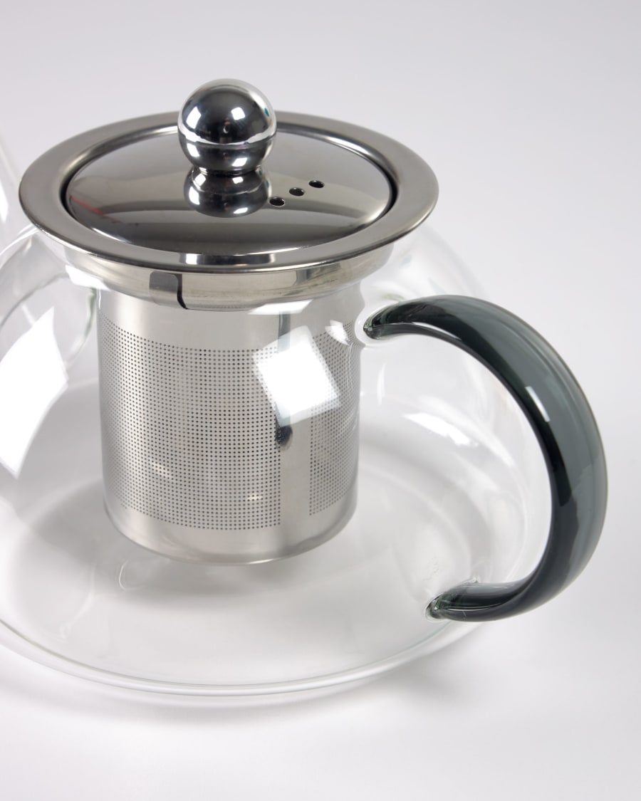Dolis transparent and grey glass teapot