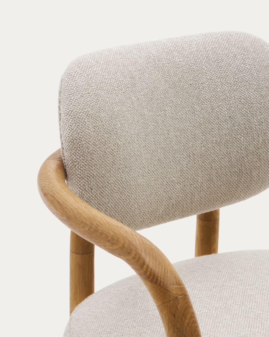 Melqui beige chair in solid oak wood a natural finish