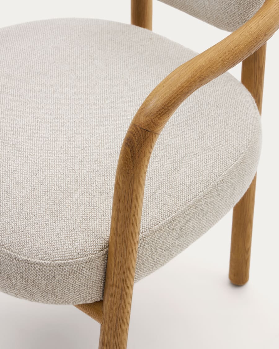 Melqui beige chair in solid oak wood a natural finish