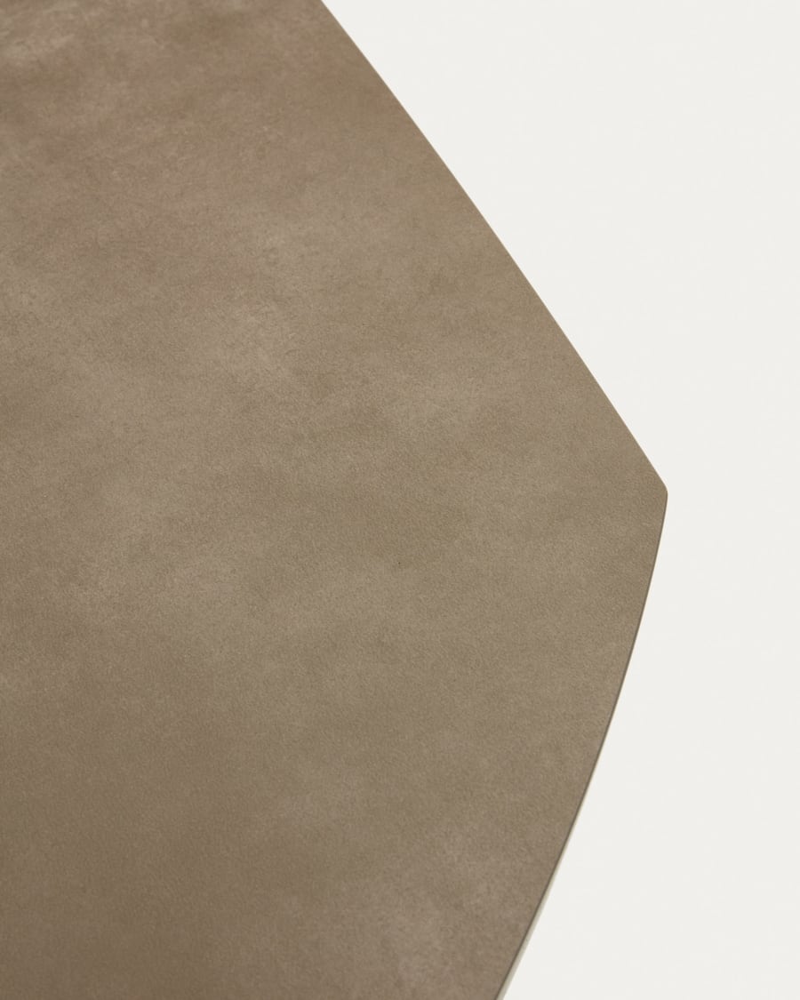 Yodalia extendable table, porcelain and steel legs with a brown finish, 130 (190) x 100 cm