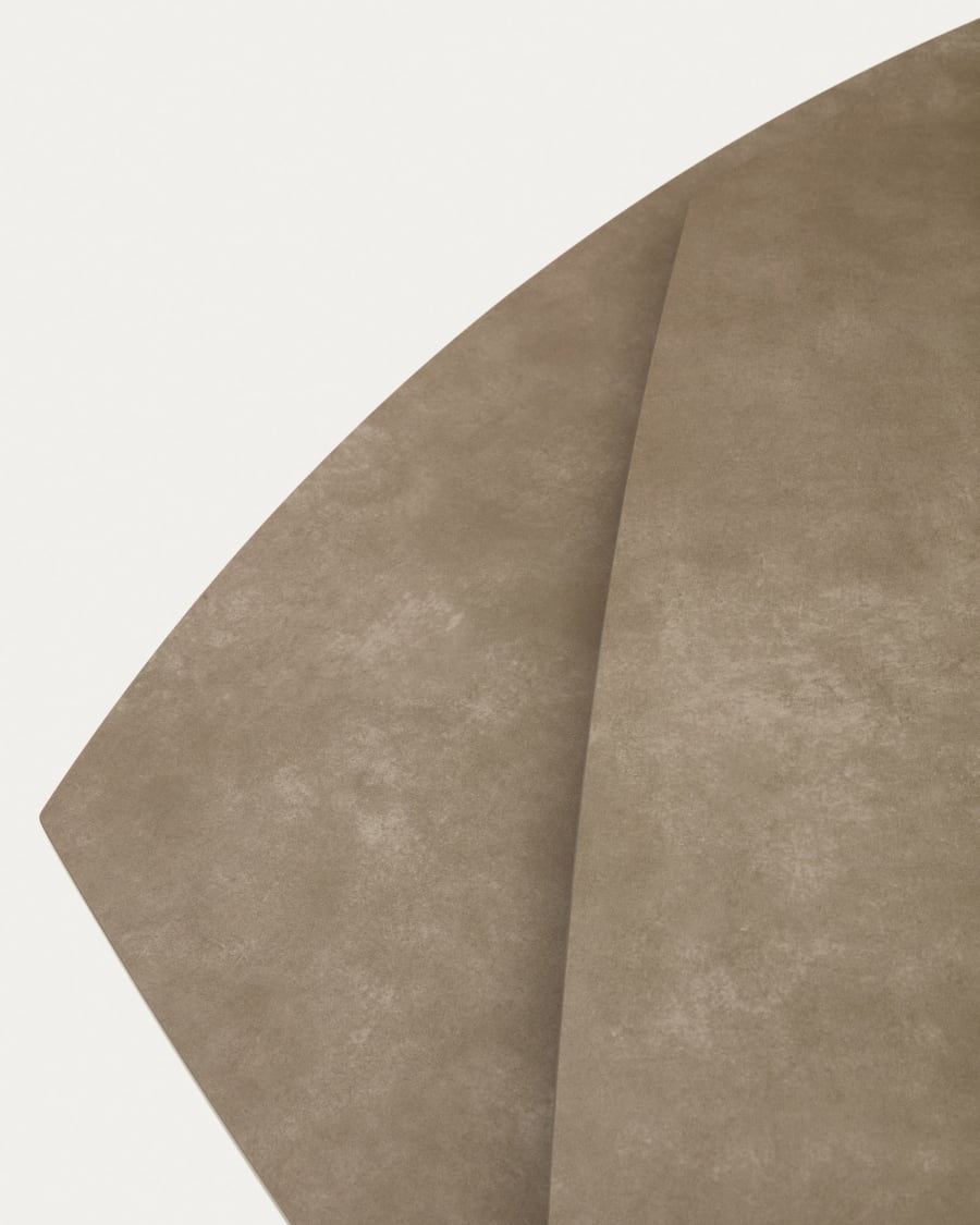 Yodalia extendable table, porcelain and steel legs with a brown finish, 130 (190) x 100 cm