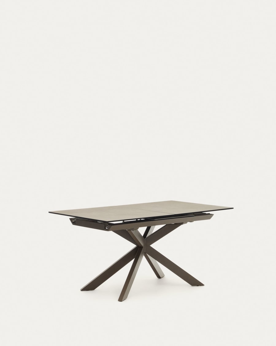 Atminda extendable table, porcelain and steel legs with a grey finish, 160 (210) x 90 cm
