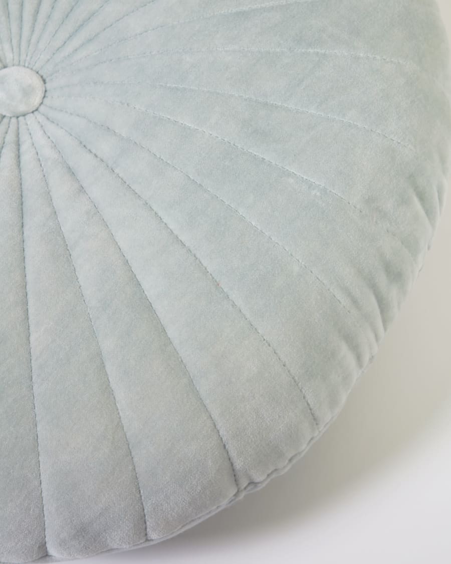 Almofada redonda Brunetta de veludo turquesa-claro Ø 35 cm