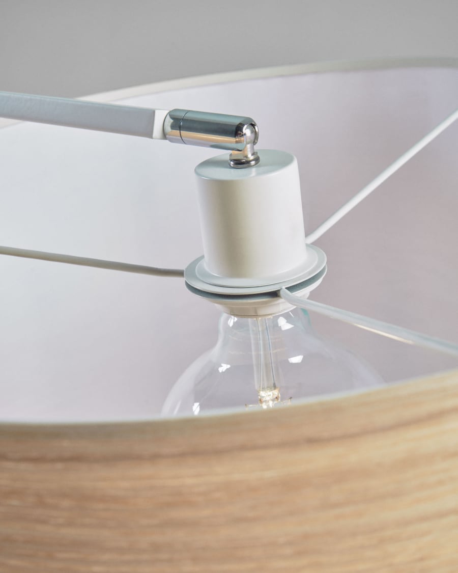 Juhe floor lamp in in ash wood veneer, steel and white marble UK adapter