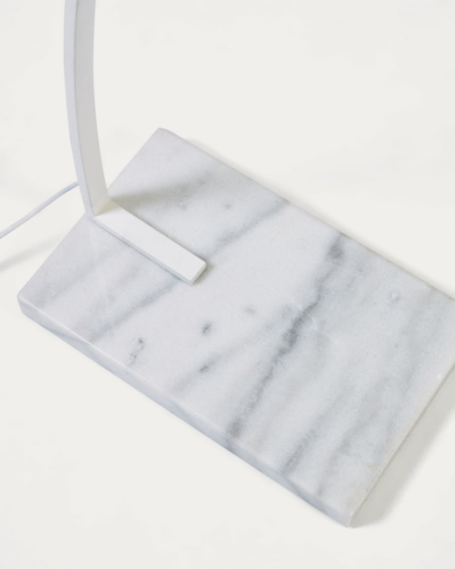 Juhe floor lamp in in ash wood veneer, steel and white marble UK adapter