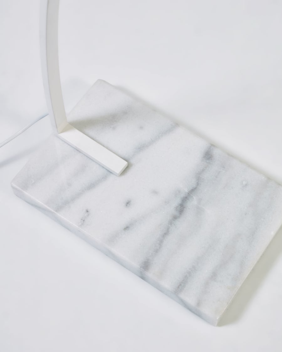 Juhe ash veneer floor lamp in white steel and marble