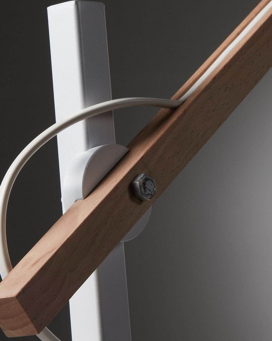 Kosta table lamp made of steel and solid beech wood UK adapter
