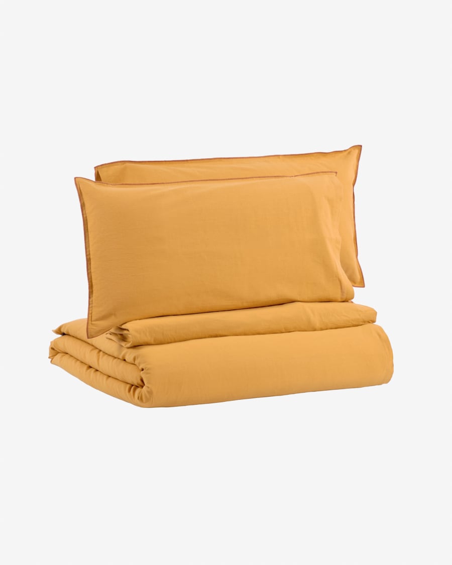 Ibelis mustard yellow bedding set 180 x 200 cm organic cotton (GOTS)