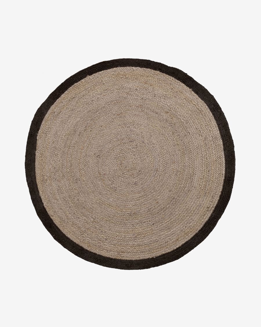 Στρογγυλό χαλί Saht, φυσική και μαύρη γιούτα, Ø150εκ