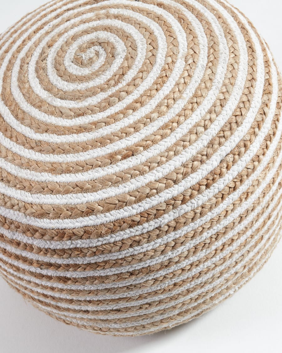 White and natural Saht pouf Ø 50 cm
