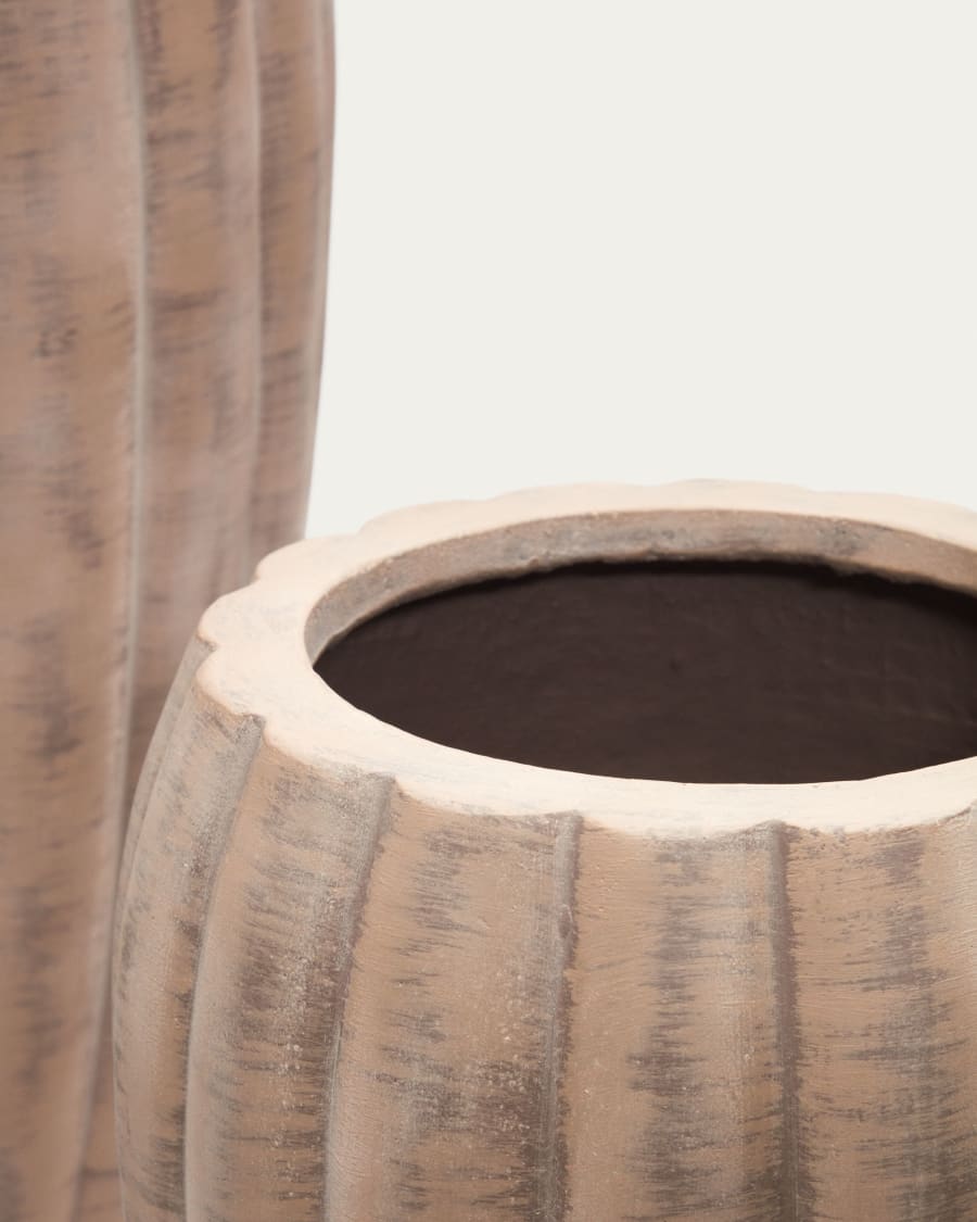 Lisa set of 2 cement flower pot stands with a terracota finish, Ø 40 cm / Ø 30 cm