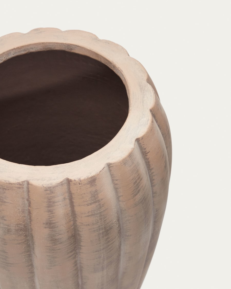 Lisa set of 2 cement flower pot stands with a terracota finish, Ø 40 cm / Ø 30 cm