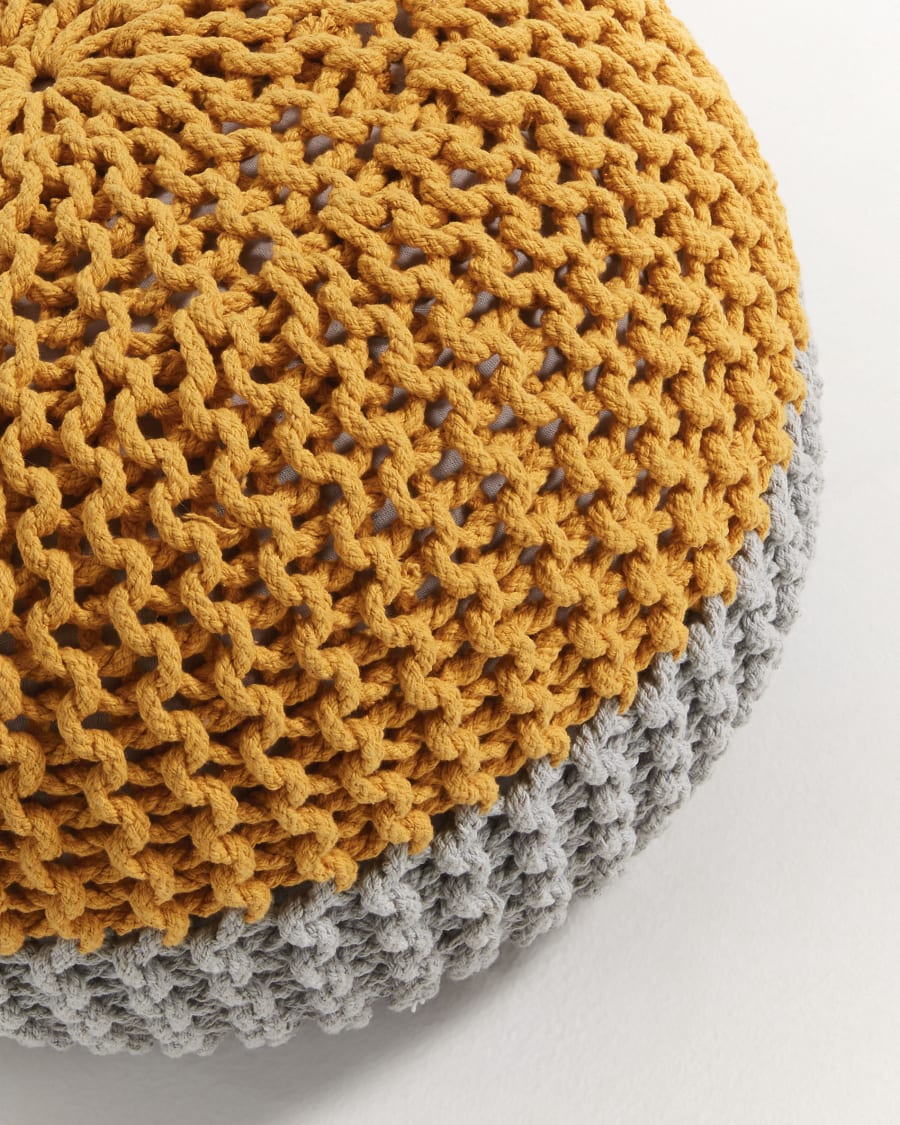 Mustard and grey Arnot pouf Ø 50 cm