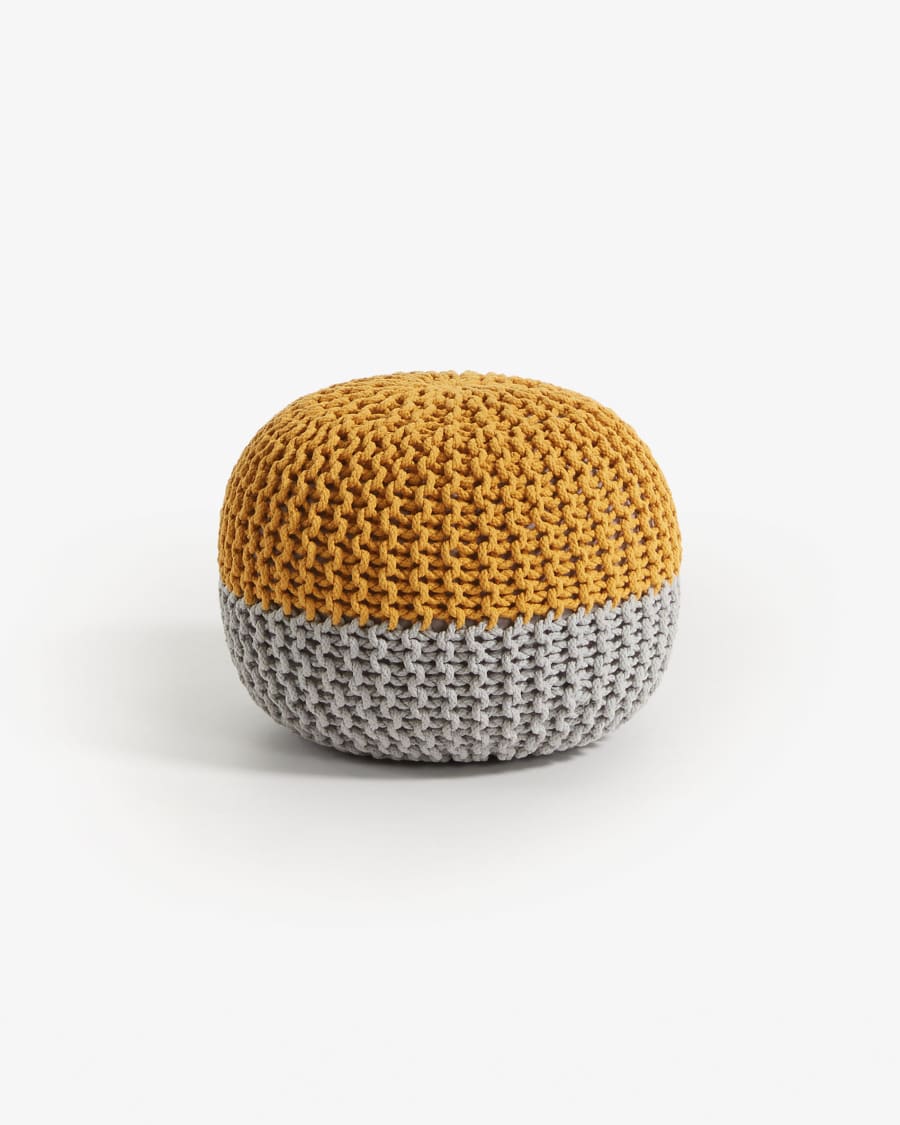 Mustard and grey Arnot pouf Ø 50 cm