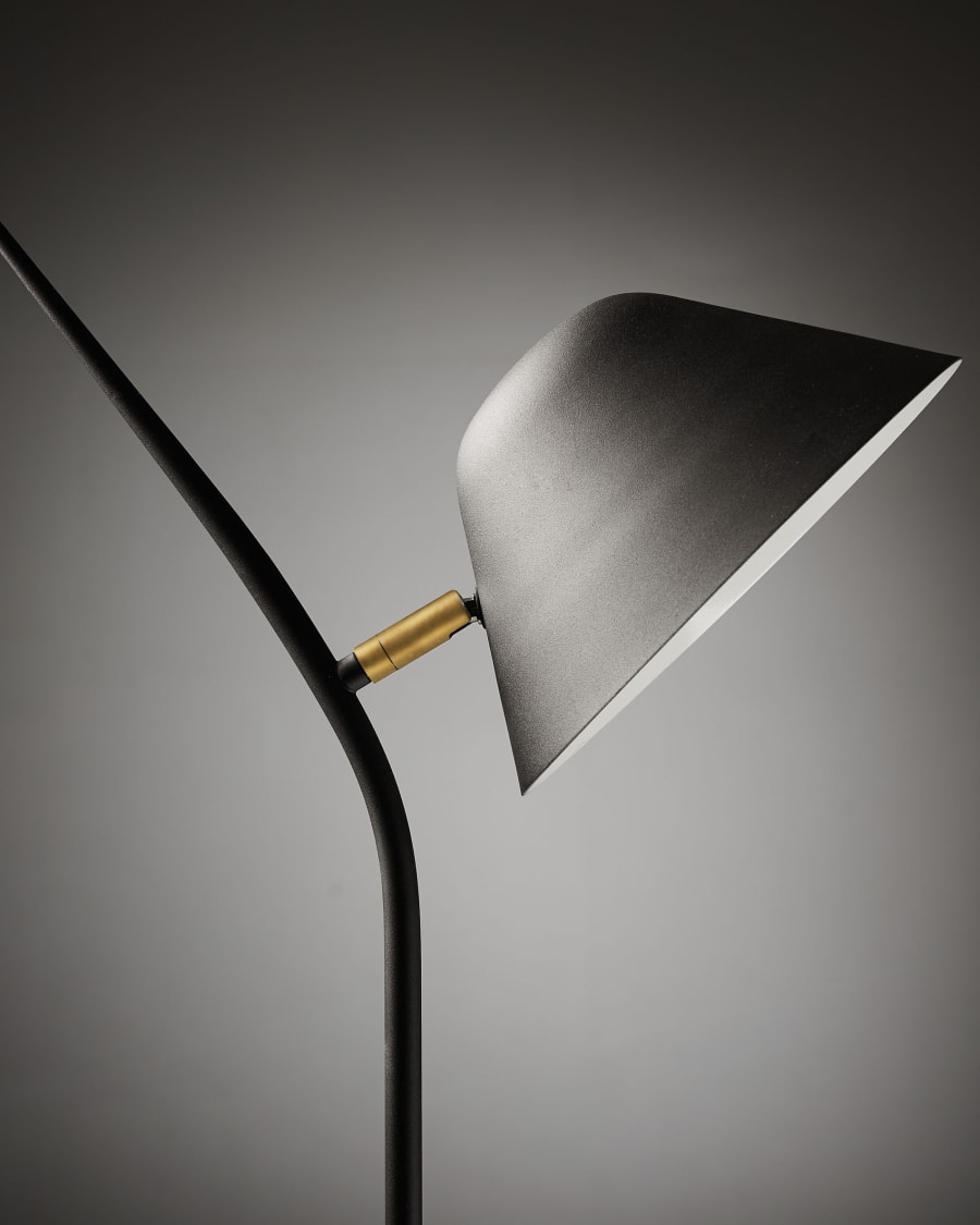 Aurelia floor lamp in steel with black finish UK adapter