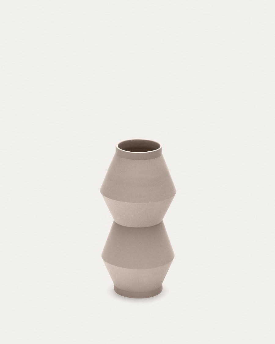 Peratallada ceramic vase in beige, 30 cm