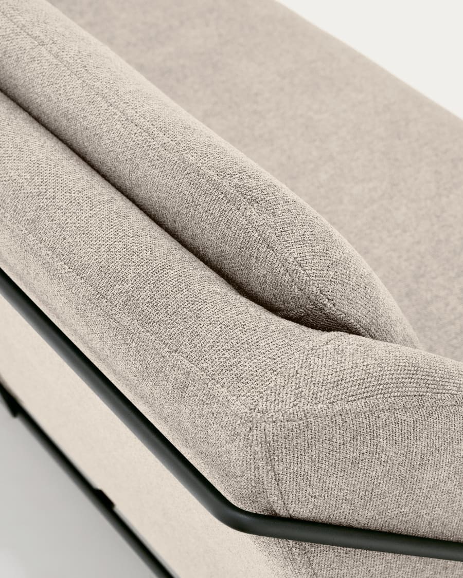 Brida 2-Sitzer-Sofa in Beige und Stahlbeine mit schwarzem Finish 128 cm
