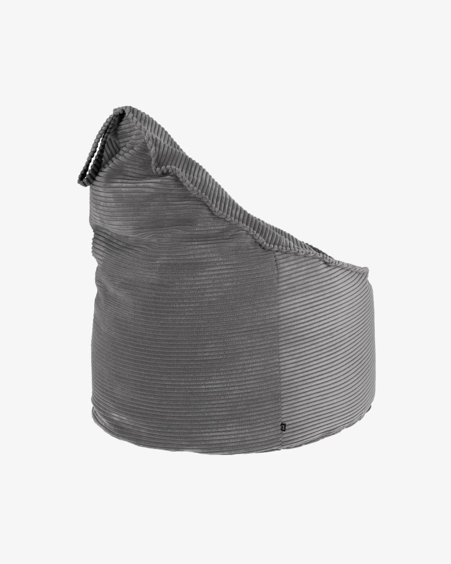 Wilma pouffe in grey wide seam corduroy, Ø 80 cm