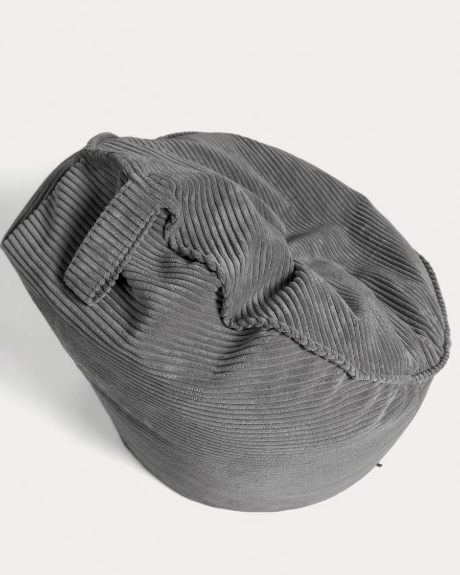 Wilma pouffe in grey wide seam corduroy, Ø 80 cm