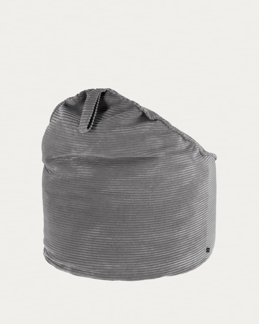 Wilma pouffe in grey wide seam corduroy, Ø 80 cm