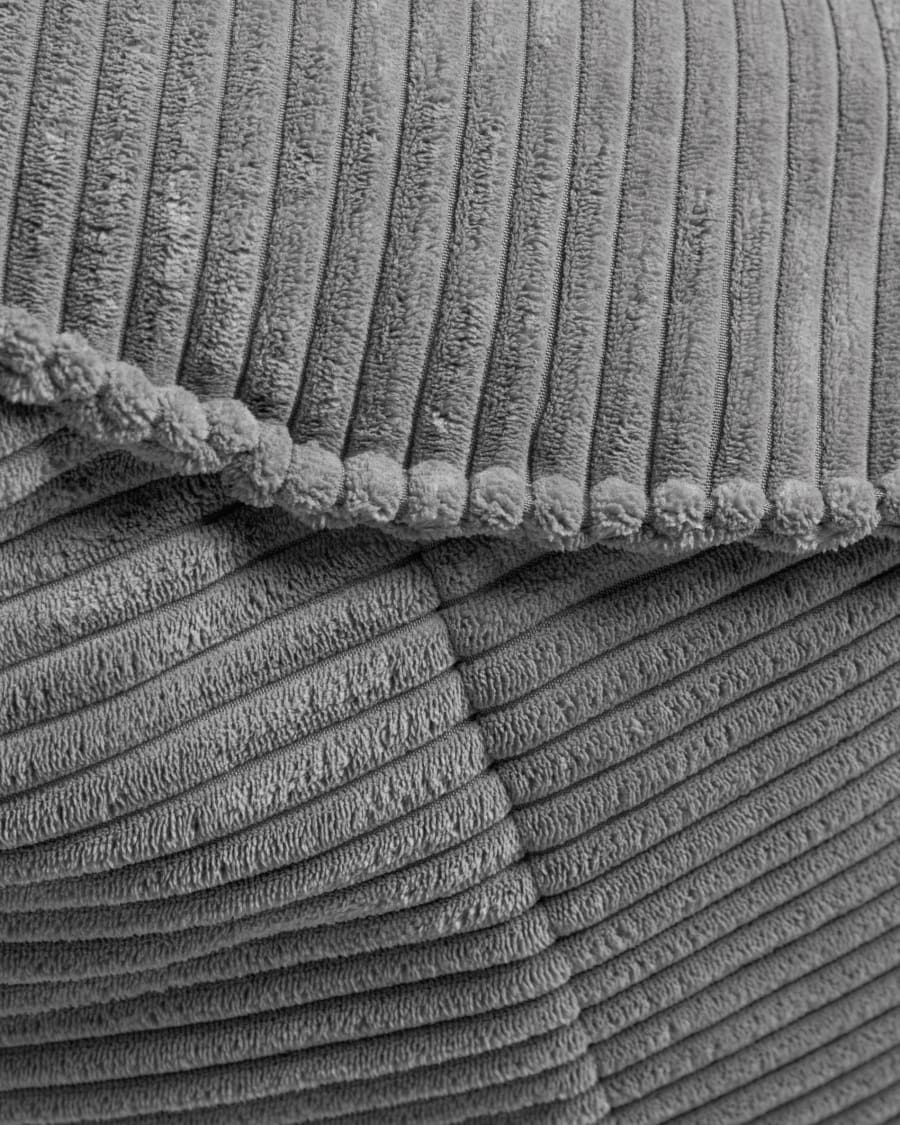 Wilma pouffe in grey wide seam corduroy, Ø 80 cm