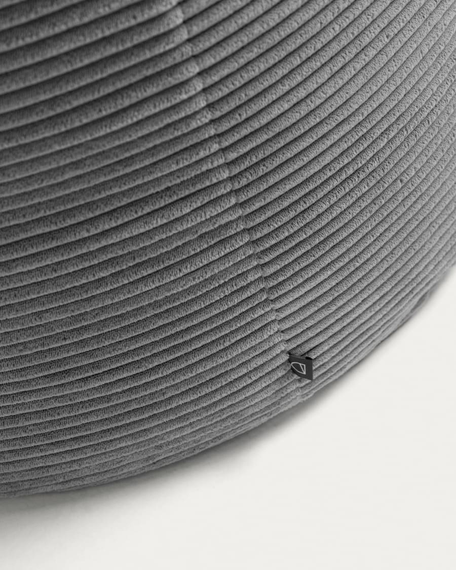 Wilma pouffe in grey wide seam corduroy, Ø 80 cm