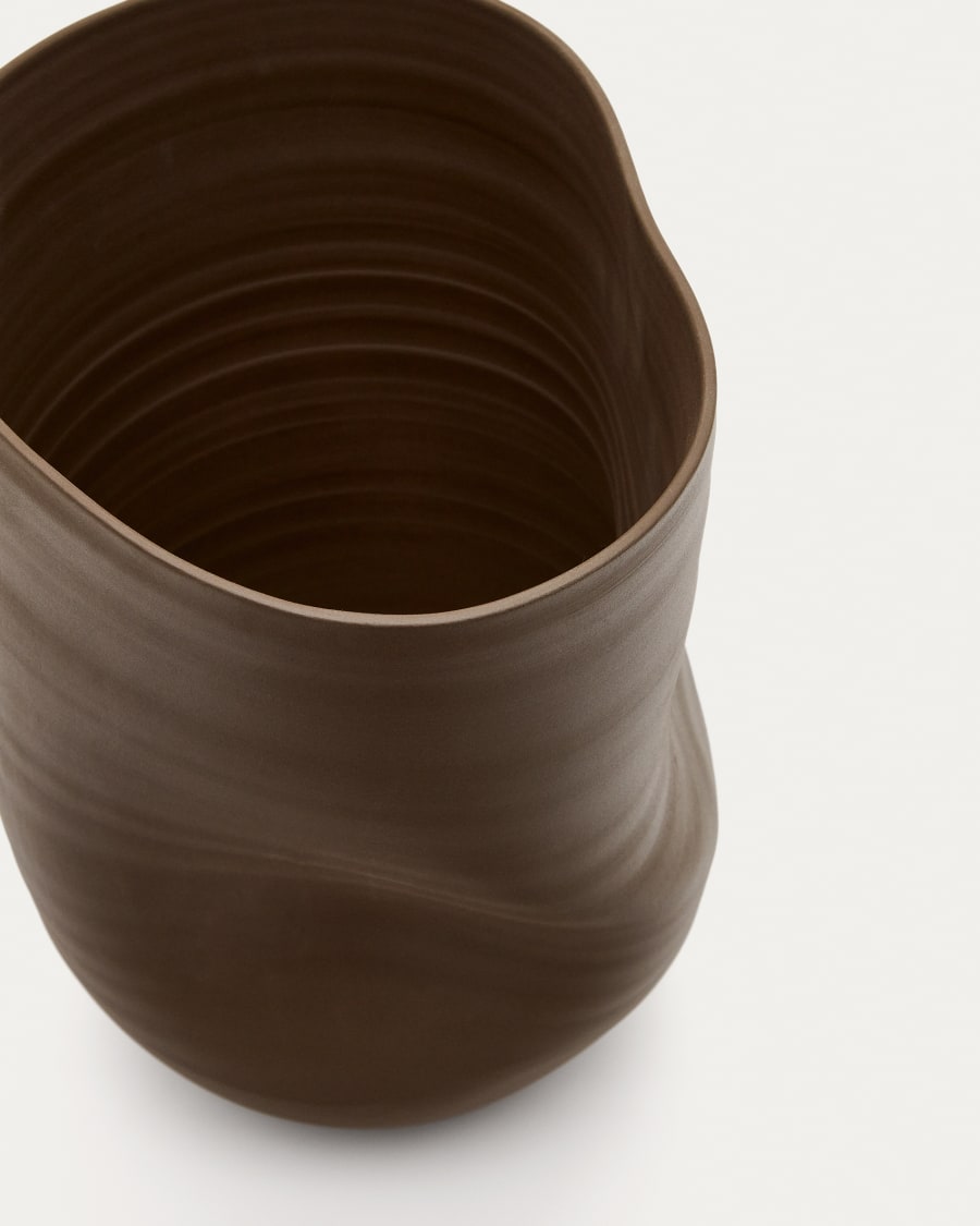 Macarelleta dark brown ceramic vase Ø 32 cm