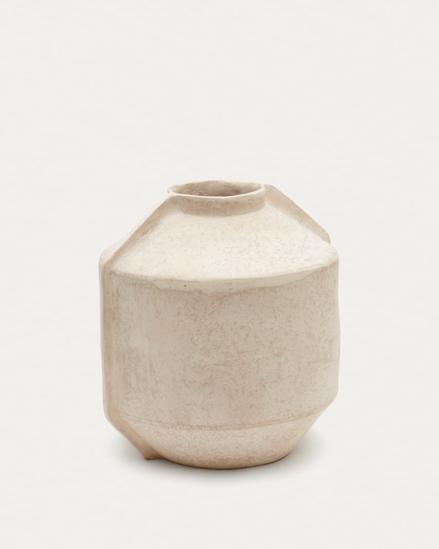 Meja beige papier-mâché vase 47 cm
