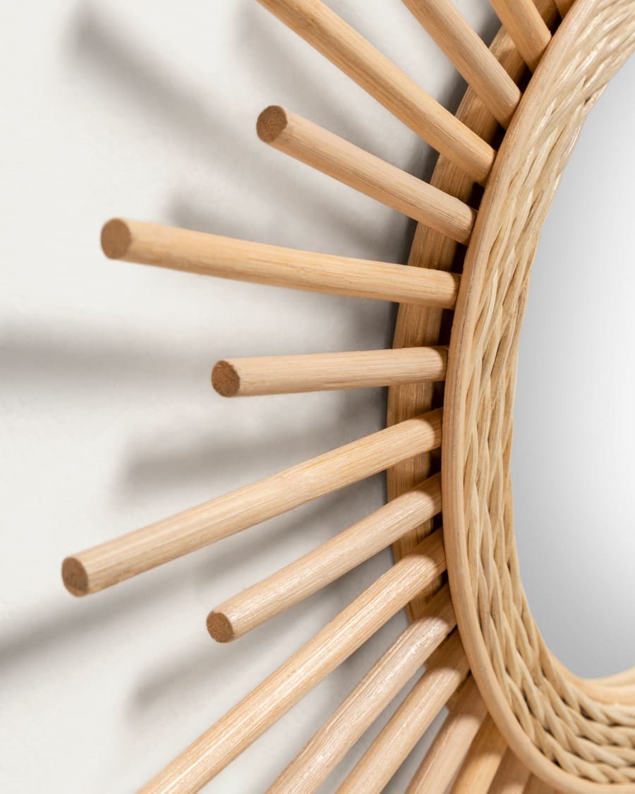 Marelli natural rattan mirror, Ø 60 cm