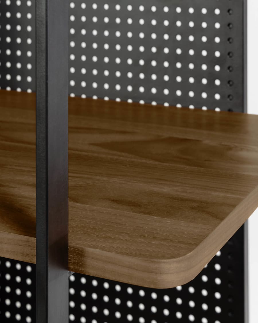 Nadyria walnut veneer and steel shelves in black finish 100 x 180 cm