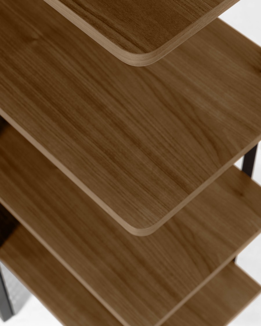 Nadyria walnut veneer and steel shelves in black finish 100 x 180 cm