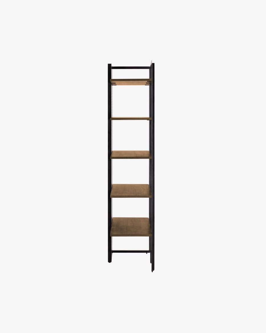 Nadyria walnut veneer and steel shelves in black finish 100 x 180 cm