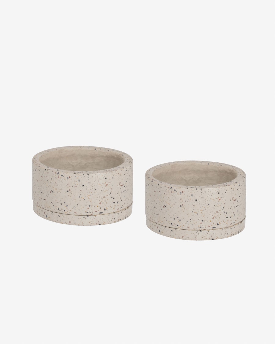 Lelis set of two planters with white terrazzo dish, 30 cm